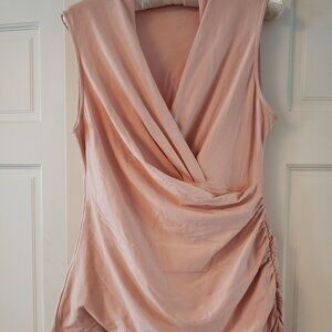 Pink surplice sleeveless top